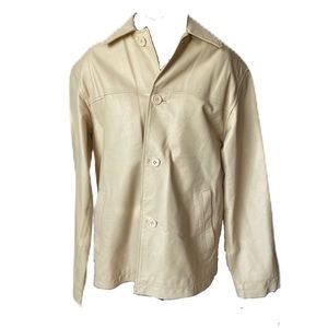Platini Vintage Cream Leather Jacket Groovy